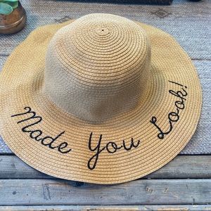 Made you look straw woven floppy beach hat M/L